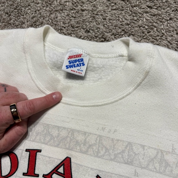 IU Hoosiers vintage crewneck sweatshirt large 90s USA made Indiana U - Picture 5 of 7